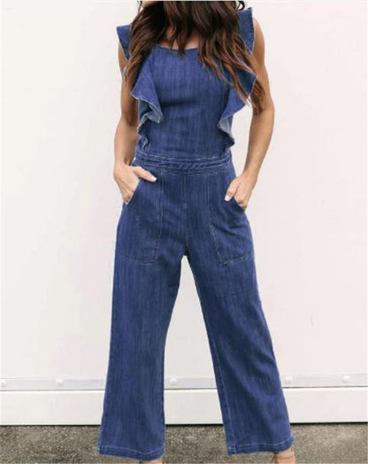 Ladies Denim Halter Bodysuit