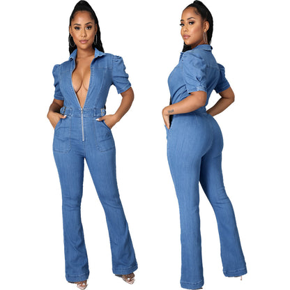 Trendy Slim Fit Denim Jumpsuit