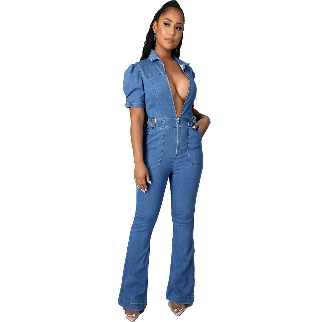 Trendy Slim Fit Denim Jumpsuit